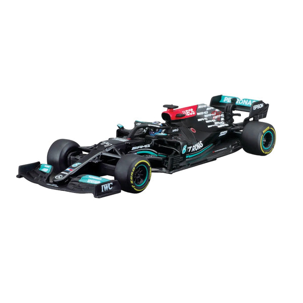 Auto Burago 1:43 Mercedes AMG <br> W12E Valtteri Bottas #77 Caja Acrilica