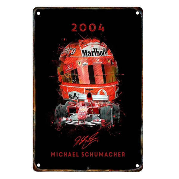 Placa Metalica Michael Schumacher <br> Campeon Mundial 2004 20x30cm