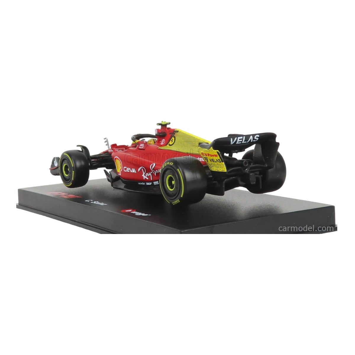 Auto Burago 1:43 Scuderia Ferrari <br>  F1-75 Carlos Sainz #55 <br> Caja Acrilica