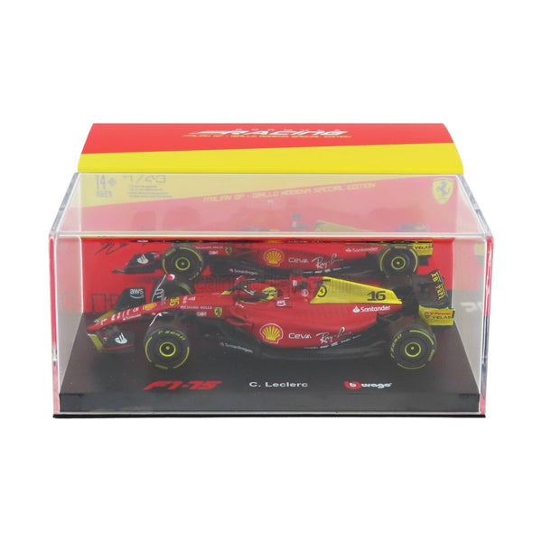 Auto Burago 1:43 Scuderia Ferrari <br> F1-75 Charles Leclerc #16 <br> Caja Acrilica