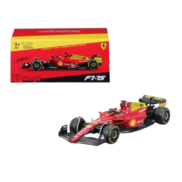 Auto Burago 1:43 Scuderia Ferrari <br> F1-75 Charles Leclerc #16 <br> Caja Acrilica