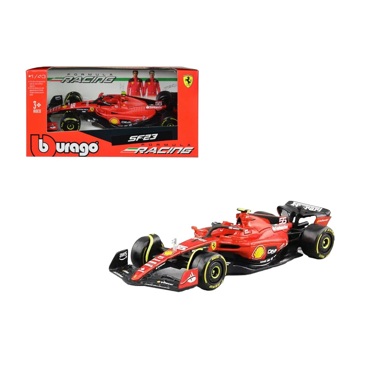 Auto Burago 1:43 Scuderia Ferrari <br> SF23 Carlos Sainz #55