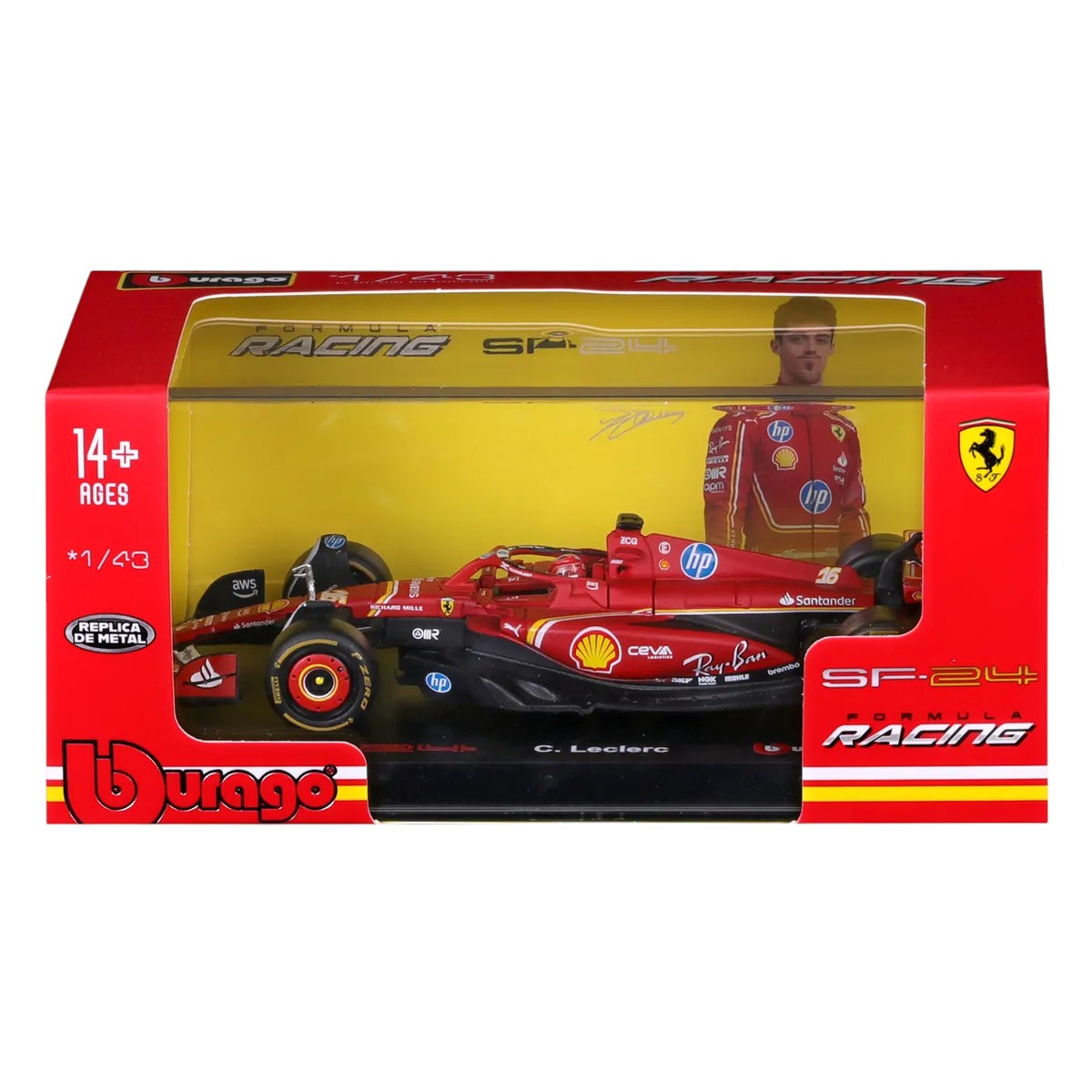Auto a Escala Burago 1:43 Scuderia Ferrari <br> SF24 Charles Leclerc 16