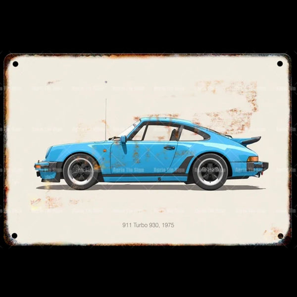Placa Metalica Porsche 911 Turbo 930 <br> 1975 20x30cm