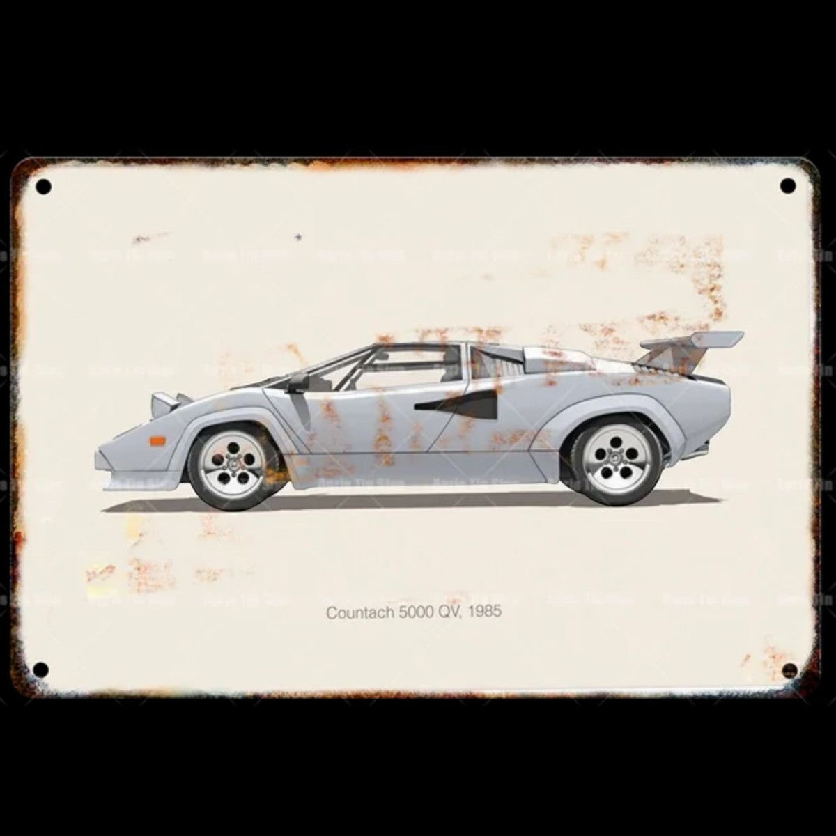 Placa Metallica Lamborghini Countach <br> 5000 QV 1985 20x30cm