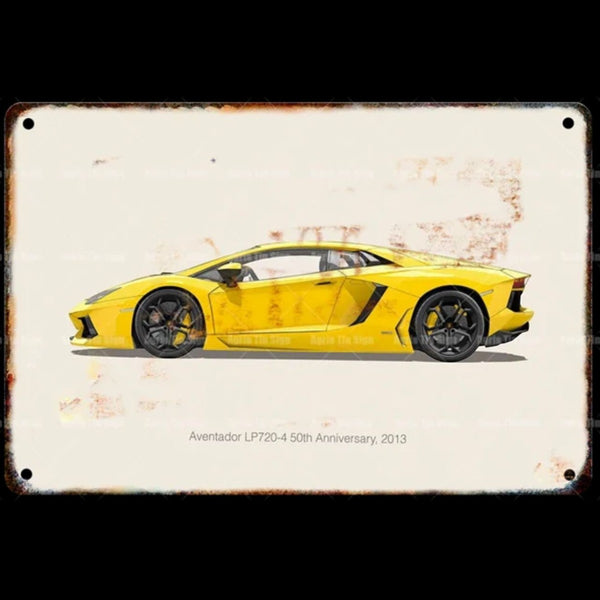 Placa Metalica Lamborghini Aventador <br> LP720-4 2013 20x30cm