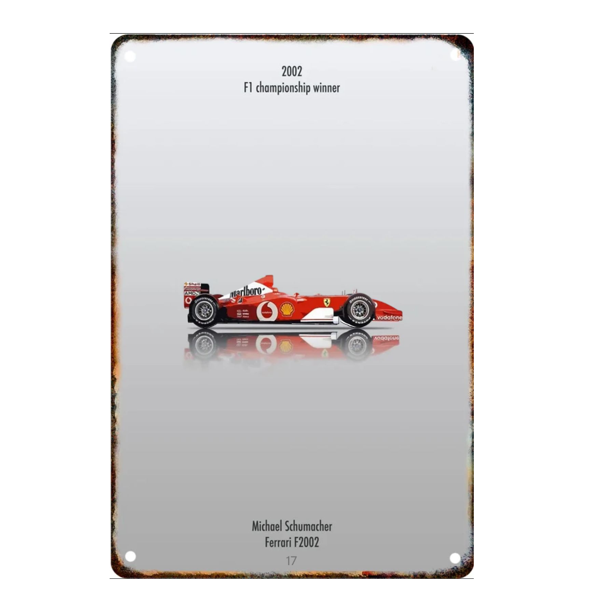 Placa Metalica Michael Schumacher <br> Scuderia Ferrari F-2002 20x30cm