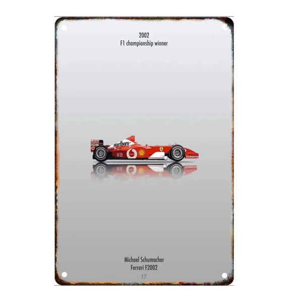 Placa Metalica Michael Schumacher <br> Scuderia Ferrari F-2002 20x30cm