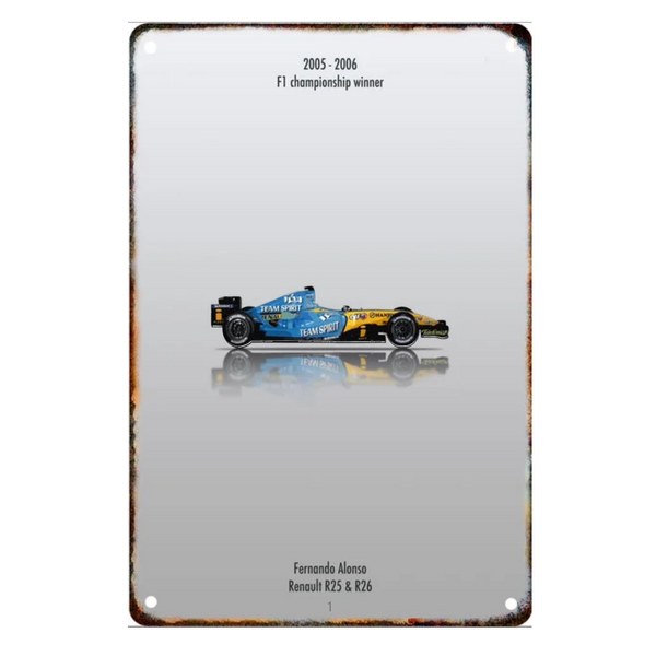Placa Metalica Fernando Alonso <br> Renault R25 20x30cm